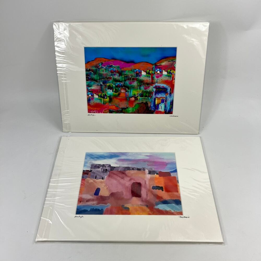 Santa Fe Blue Door Studio Folk Art Photography Matted Prints 16x12 Set Of 2